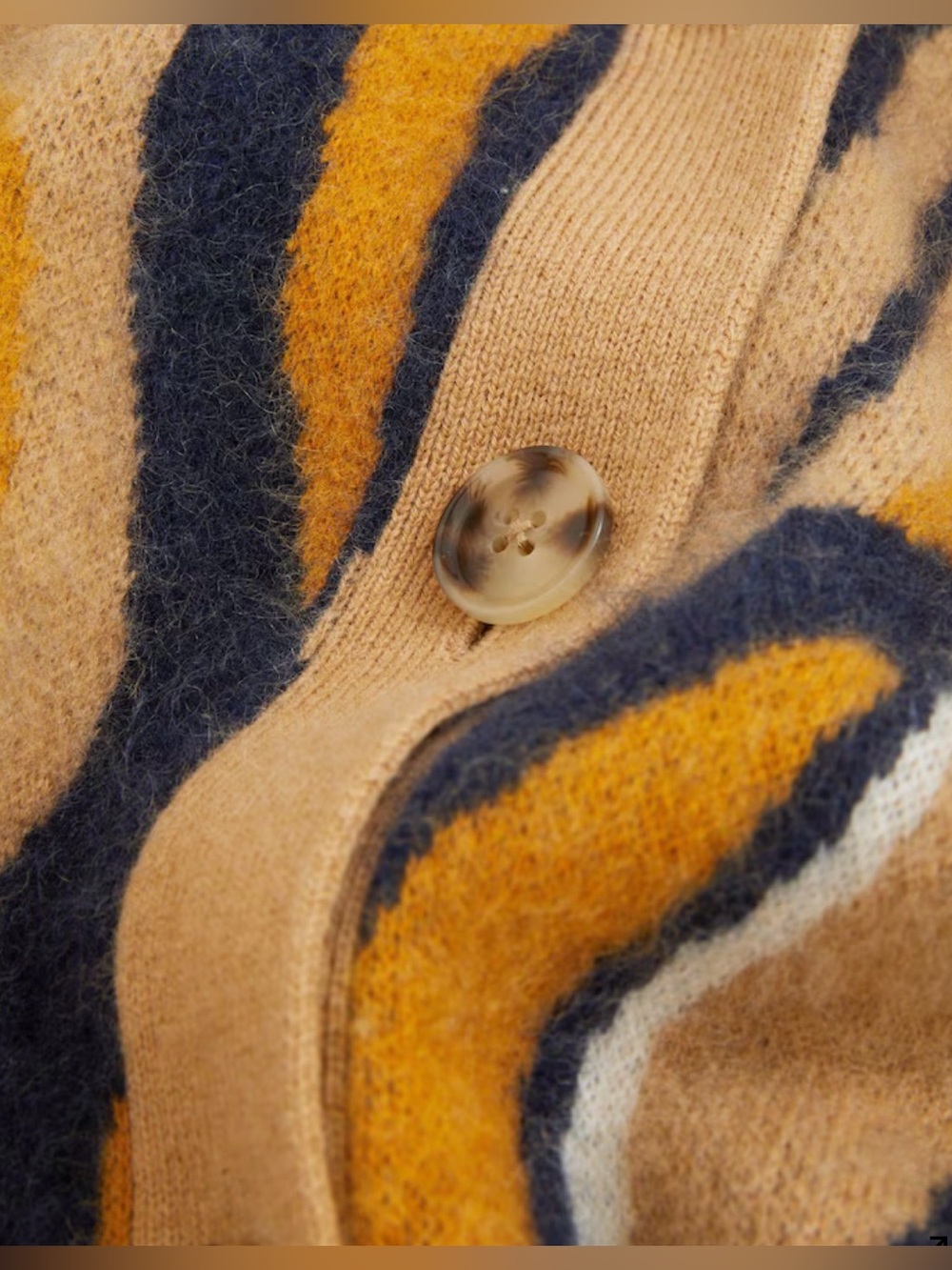 REISS
Serafina Wool Cashmere Intarsia Stripe Cardigan in Camel - Picture 6 of 14